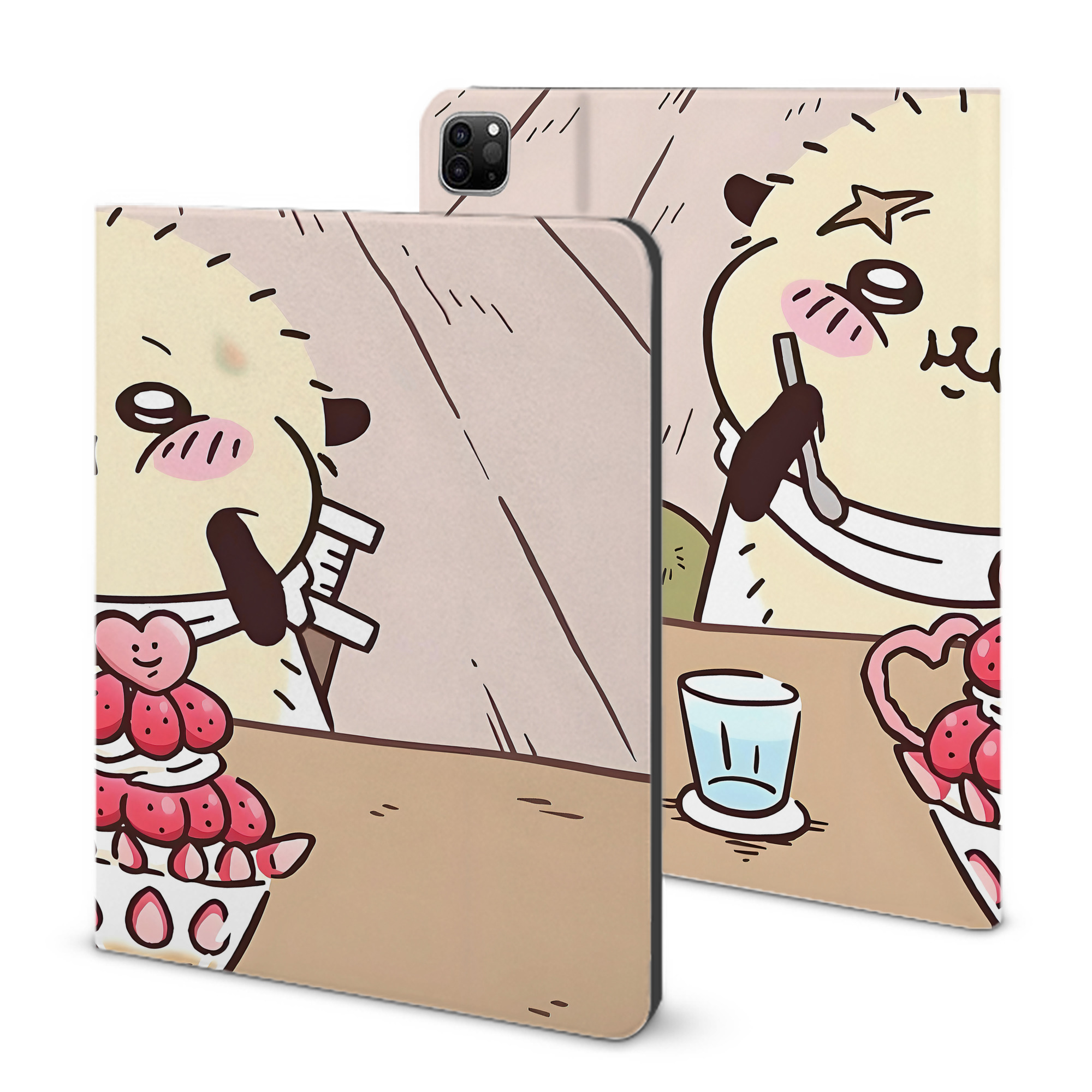 （画像用） ちいかわ Chii-kawa IPad ケース ブック型 PUレザー TPU 耐衝撃 軽量 薄型 ペン収納なし 全面保護 IPad 各モデル対応